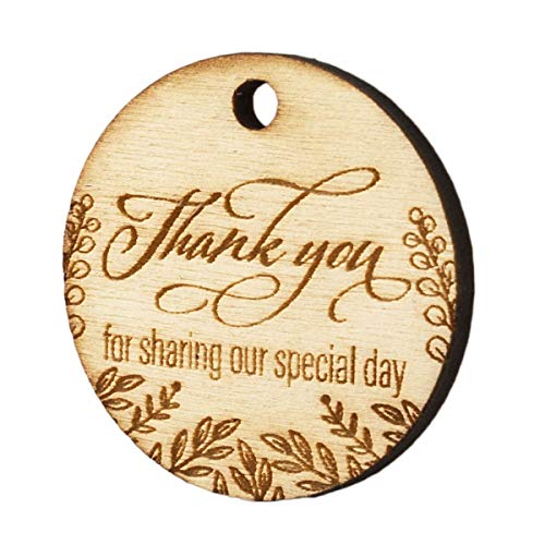 Summer-Ray.com Summer-Ray 50pcs Mini Wooden Gift Tags – 1.18” Small Round Engraved Thank You Tags for Wedding Favors, DIY Crafts, Rustic Gift Wrapping, Party Favors & Handmade Products (Natural) - Image 2
