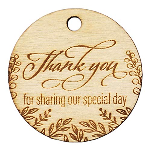 Summer-Ray.com Summer-Ray 50pcs Mini Wooden Gift Tags – 1.18” Small Round Engraved Thank You Tags for Wedding Favors, DIY Crafts, Rustic Gift Wrapping, Party Favors & Handmade Products (Natural) - Image 1