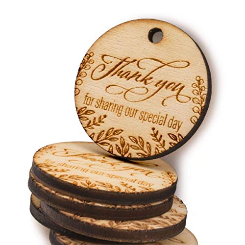 Summer-Ray.com Summer-Ray 50pcs Mini Wooden Gift Tags – 1.18” Small Round Engraved Thank You Tags for Wedding Favors, DIY Crafts, Rustic Gift Wrapping, Party Favors & Handmade Products (Natural) - Image 3