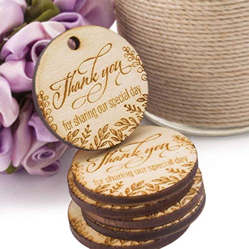 Summer-Ray.com Summer-Ray 50pcs Mini Wooden Gift Tags – 1.18” Small Round Engraved Thank You Tags for Wedding Favors, DIY Crafts, Rustic Gift Wrapping, Party Favors & Handmade Products (Natural) - Image 4