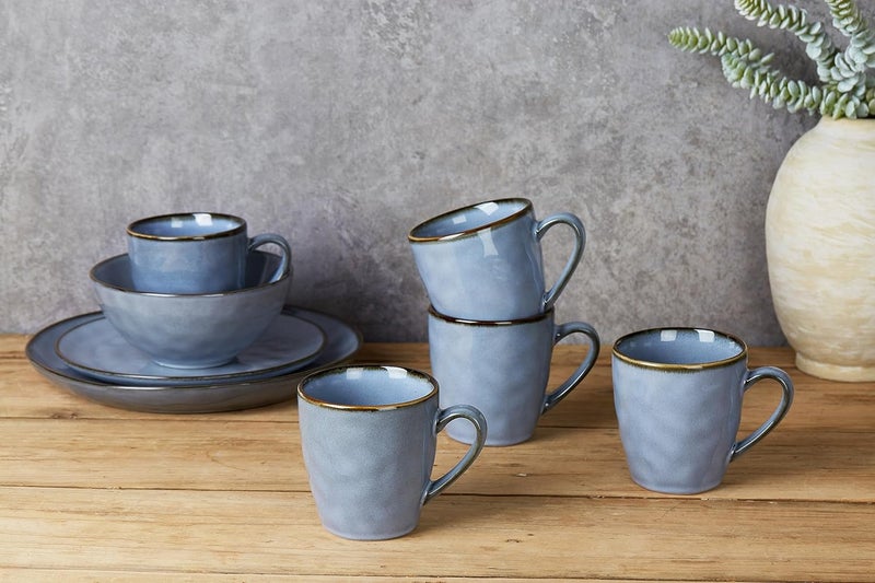 famiware Coffee Mugs Set of 4 Ocean Round 115oz Coffee Cup Set with Handle for Cocoa Milk Hot Chocolate Tea or Water Stoneware Cups for Kitchen Reactive Glaze Microwave Dishwasher Safe Blue - Image 4