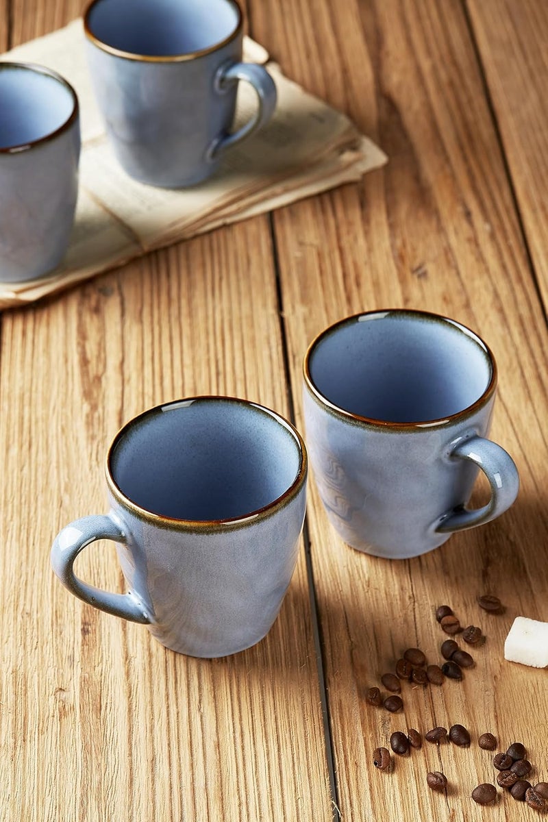 famiware Coffee Mugs Set of 4 Ocean Round 115oz Coffee Cup Set with Handle for Cocoa Milk Hot Chocolate Tea or Water Stoneware Cups for Kitchen Reactive Glaze Microwave Dishwasher Safe Blue - Image 5