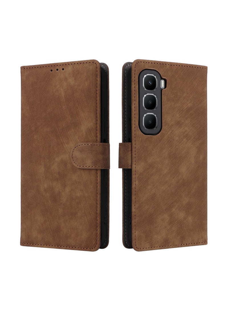 عام غطاء واقي على شكل محفظة لهاتف Infinix Hot 60 5G/Hot 60i - غطاء جلدي PU قابل للطي مع حامل بطاقات ائتمان ودرع حماية من ترددات RFID.