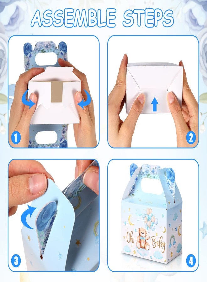 Spakon 36 Pieces Bear Baby Shower Boxes Favor Treat Boxes Cute Paper Candy Cookies Decorations for Baby Shower Supplies Gender Reveal Bear Themed Birthday Party Decor(Blue) - Image 3