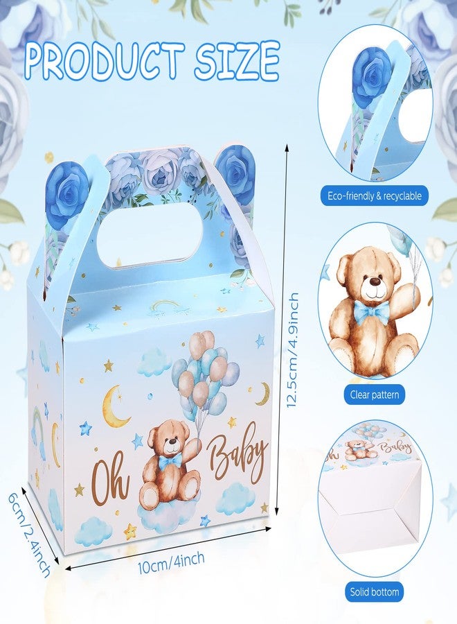 Spakon 36 Pieces Bear Baby Shower Boxes Favor Treat Boxes Cute Paper Candy Cookies Decorations for Baby Shower Supplies Gender Reveal Bear Themed Birthday Party Decor(Blue) - Image 2
