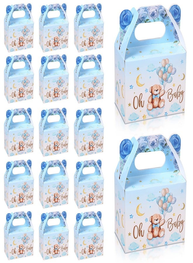 Spakon 36 Pieces Bear Baby Shower Boxes Favor Treat Boxes Cute Paper Candy Cookies Decorations for Baby Shower Supplies Gender Reveal Bear Themed Birthday Party Decor(Blue) - Image 1