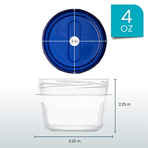 PLASTICPRO Deli Containers Clear bottom With blue Top Twist on Lids Reusable, Stackable, Food Storage Freezer Container (6, 4 OUNCE) - Image 3