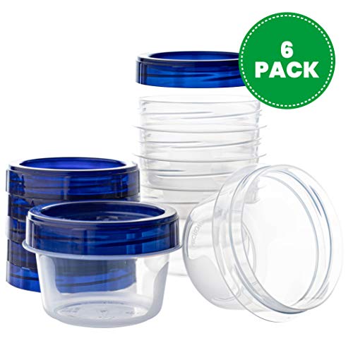 PLASTICPRO Deli Containers Clear bottom With blue Top Twist on Lids Reusable, Stackable, Food Storage Freezer Container (6, 4 OUNCE) - Image 2