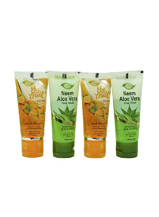Meghdoot عبوة كومبو من غسول الوجه بخلاصة النيم والصبار 60 مل + غسول الوجه بخلاصة الفواكه المختلطة 60 مل - Image 4