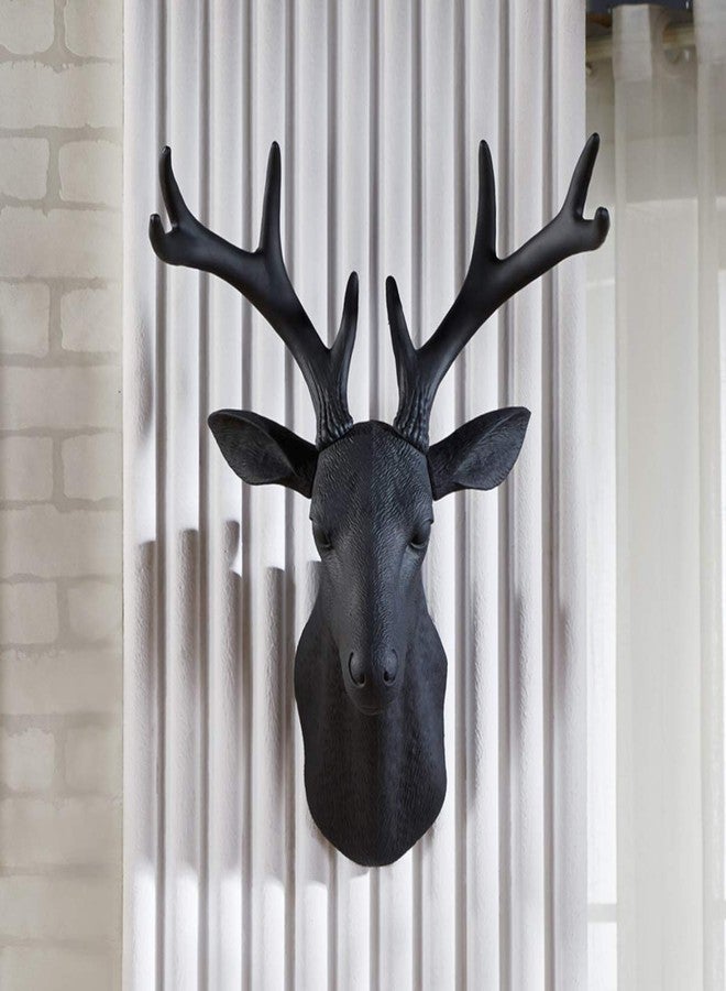 Notakia 20 inch Large Wall Charmers Black Faux Deer Head Faux Taxidermy Animal Head Wall Decor - Handmade Farmhouse Decor - Rustic Wall Decor Deer Antlers - Image 3
