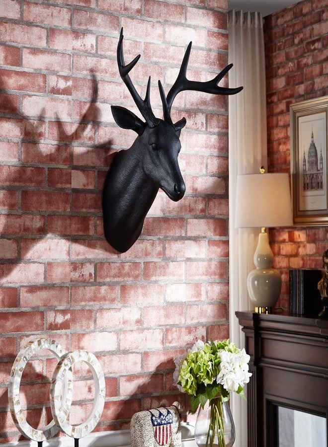 Notakia 20 inch Large Wall Charmers Black Faux Deer Head Faux Taxidermy Animal Head Wall Decor - Handmade Farmhouse Decor - Rustic Wall Decor Deer Antlers - Image 2