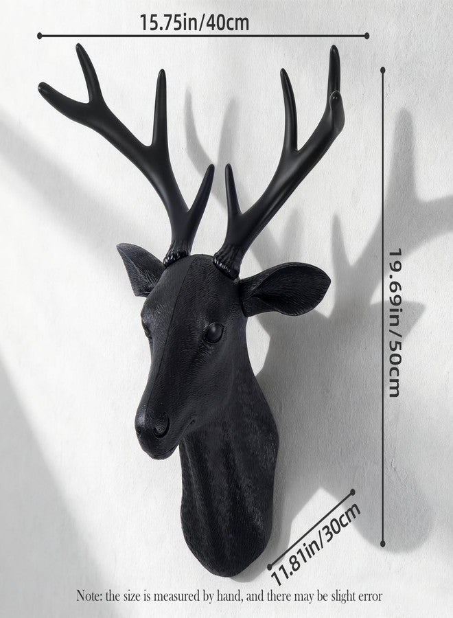 Notakia 20 inch Large Wall Charmers Black Faux Deer Head Faux Taxidermy Animal Head Wall Decor - Handmade Farmhouse Decor - Rustic Wall Decor Deer Antlers - Image 5
