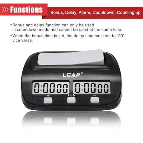 LEAP Chess Clock Digital Chess Timer Professional for Board Games Players Count UpDown Timer with Alarm Function Black Official Store - Image 3