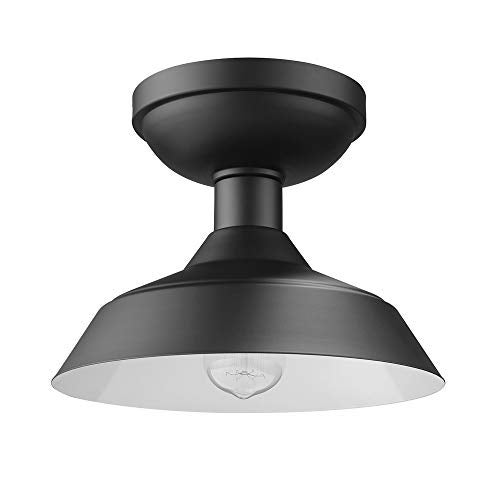 Globe Electric 44677 Kurt 1-Light Outdoor Indoor Flush Mount Ceiling Light, Matte Black, Bulb Not Included - Image 1