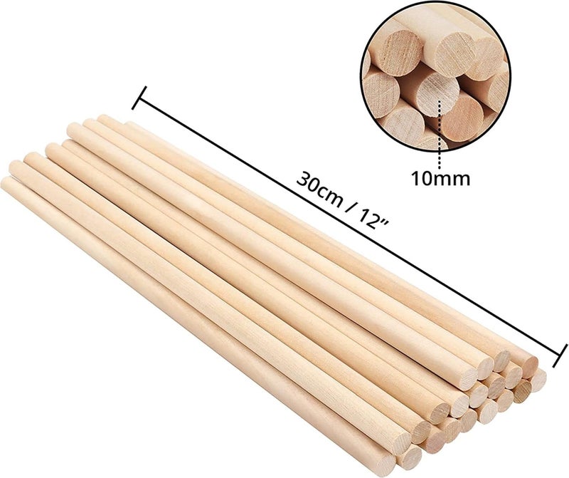 Bake House Natural Round Wood Cake Dowel Rods 50 Pack 30cm 12 Inches Extra Long Wooden Craft Sticks Dowels for Woodcraft Art Projects Decorations DIY Crafts  - Image 2