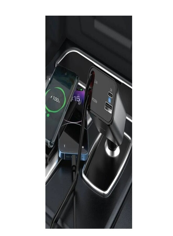 Green Lion Retractable 50W Car Charger - Black - Image 2