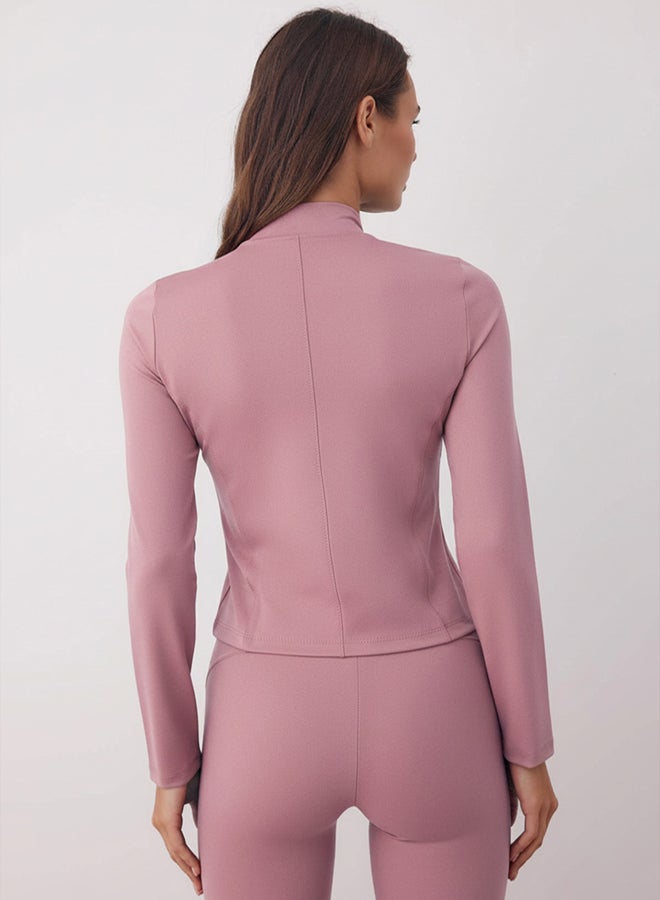 trendyol Dusty Rose Diver/Scuba Knitted Sports Jacket - Image 4