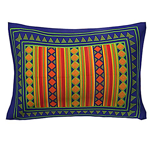 RajasthaniKart 100% Cotton Pillow Cover (Set of 2 Pair) - Multicolor - Blue (Blue, 4, Pillow Covers) - Image 2