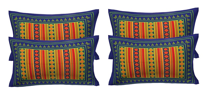 RajasthaniKart 100% Cotton Pillow Cover (Set of 2 Pair) - Multicolor - Blue (Blue, 4, Pillow Covers) - Image 5