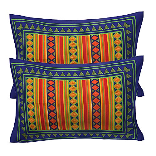 RajasthaniKart 100% Cotton Pillow Cover (Set of 2 Pair) - Multicolor - Blue (Blue, 4, Pillow Covers) - Image 3