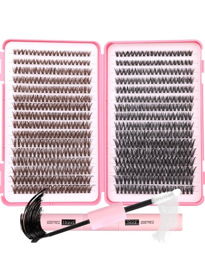 Ruairie 640Pcs Lash Extension Kit Bond And Seal Brown Black Diy Eyelash Extension Kit 816Mm Lash Clusters Kit Cd Curl Individual Lashes Kit  - Image 2