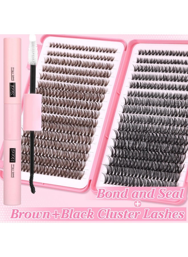 Ruairie 640Pcs Lash Extension Kit Bond And Seal Brown Black Diy Eyelash Extension Kit 816Mm Lash Clusters Kit Cd Curl Individual Lashes Kit  - Image 3