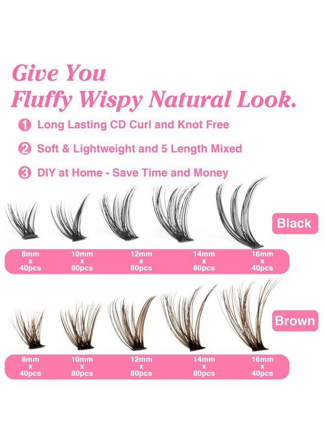 Ruairie 640Pcs Lash Extension Kit Bond And Seal Brown Black Diy Eyelash Extension Kit 816Mm Lash Clusters Kit Cd Curl Individual Lashes Kit  - Image 4