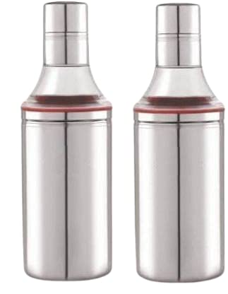 VISAXMI Stainless Steel Oil Dispenser 1 Liter Steel Oil Container For Kitchen Oil Can Oil Bottle Oil Pourer 1000ml Pack of 2 Silver