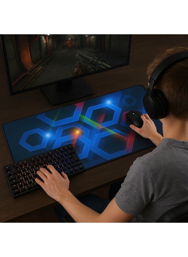 ماوس باد جيمينج RGB  بتصميم سداسي عصري قاعدة كبيرة الحجم سطح انسيابي مانع للانزلاق مناسب للالعاب والكمبيوتر - Image 4