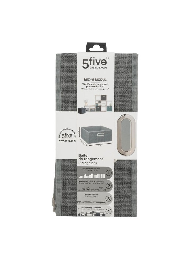 Five Simply Smart Polypropylene and Metal Foldable Storage Box Heather Grey 31 x 15 cm 138886C - Image 3