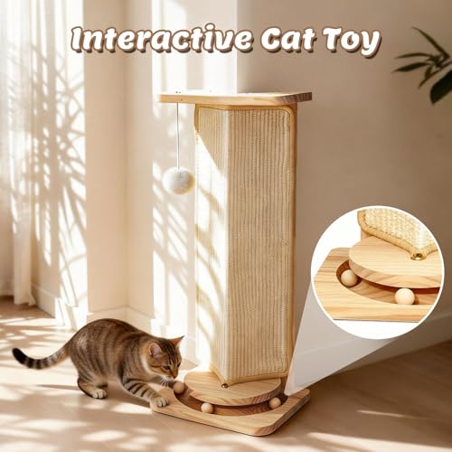 MOYMO Couch Cat Corner Scratcher with Interactive Ball Toys for Cat Replaceable Sisal Scratch Pad Kitten Wall Scratcher for Couch Wall Furniture Protector 25 - Image 3