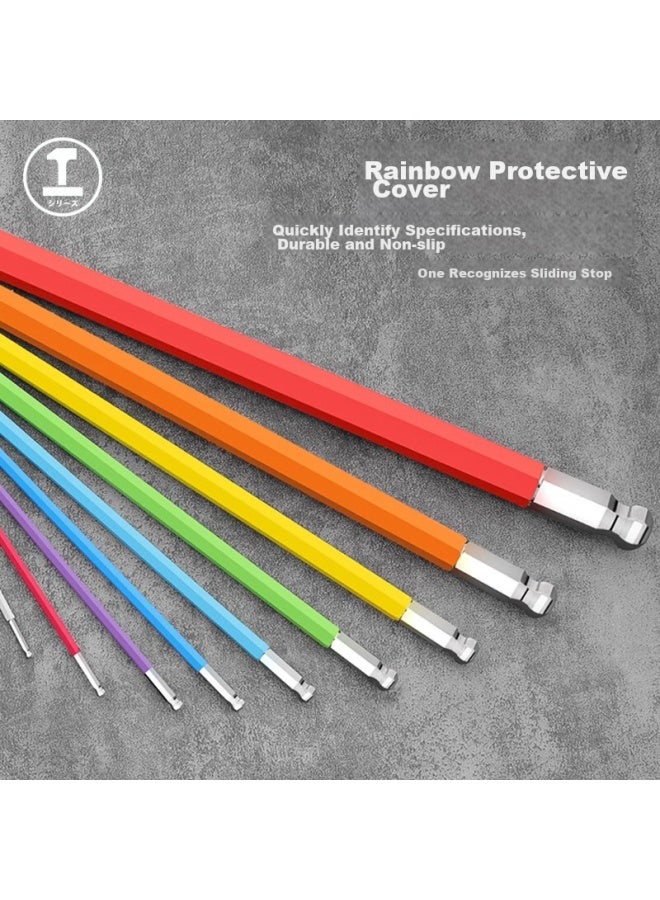 Greener Hex Key Set, Colorful Ball Head And Flat Head Hex Keys, Extended Version, Nine-piece Set - Image 4
