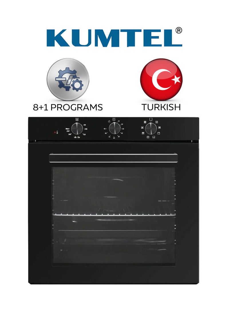 Kumtel Turkish built-in electric oven, size 60*60 cm, power 1600 watts, 56 liters, 8+1 programs, black B66-SF2E - Image 1