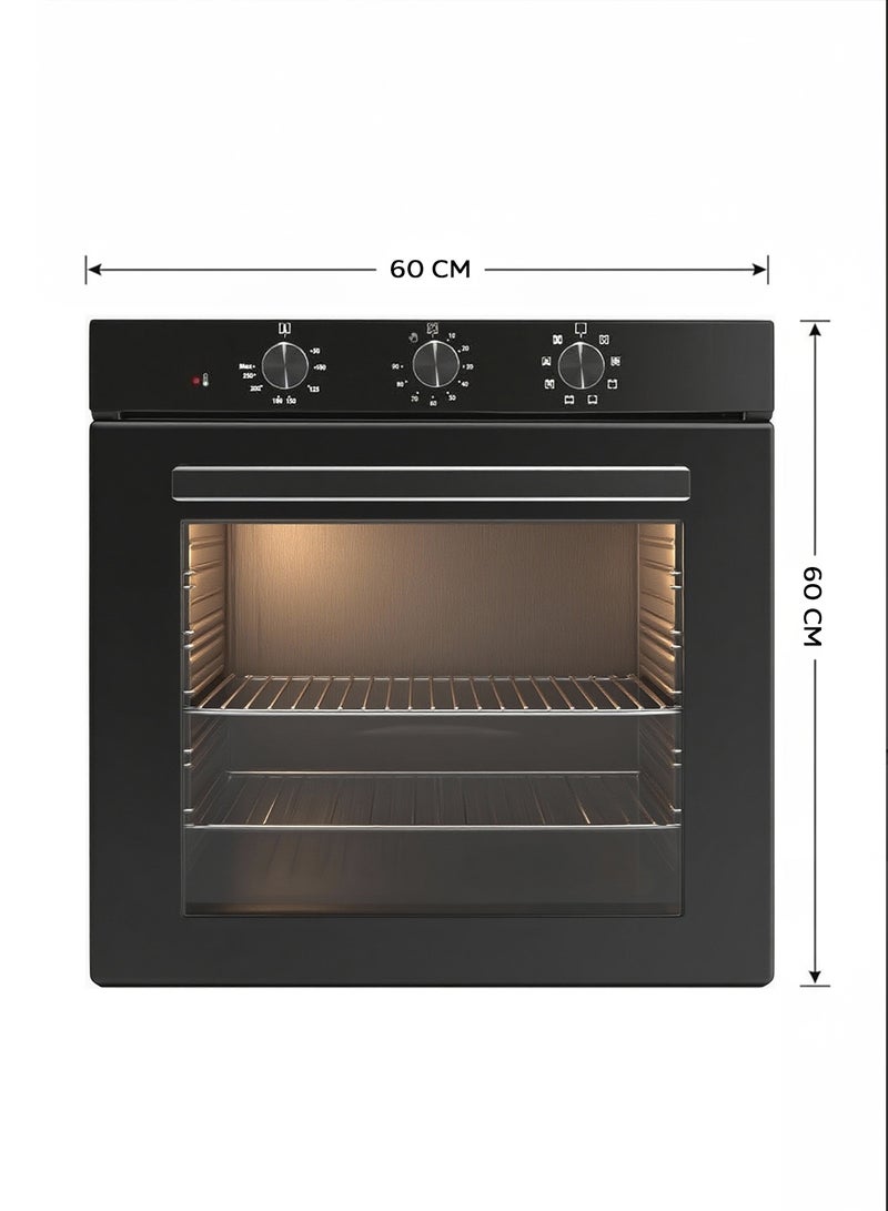 Kumtel Turkish built-in electric oven, size 60*60 cm, power 1600 watts, 56 liters, 8+1 programs, black B66-SF2E - Image 2