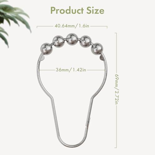 Amazer Shower Curtain Hooks, Decorative Shower Curtain Hooks Rust Proof Stainless Steel Shower Curtain Hooks, Shower Hooks for Shower Curtain Bathroom 12PCS, Polished Chrome - Image 3