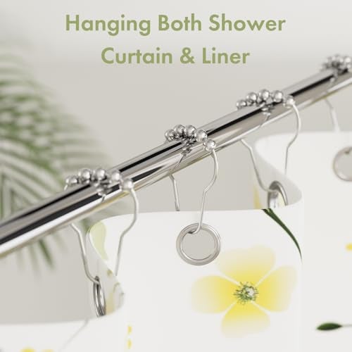 Amazer Shower Curtain Hooks, Decorative Shower Curtain Hooks Rust Proof Stainless Steel Shower Curtain Hooks, Shower Hooks for Shower Curtain Bathroom 12PCS, Polished Chrome - Image 2