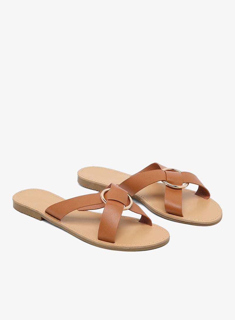 GLAMOROUS Casual Cross Strap Flat Sandals - Image 4