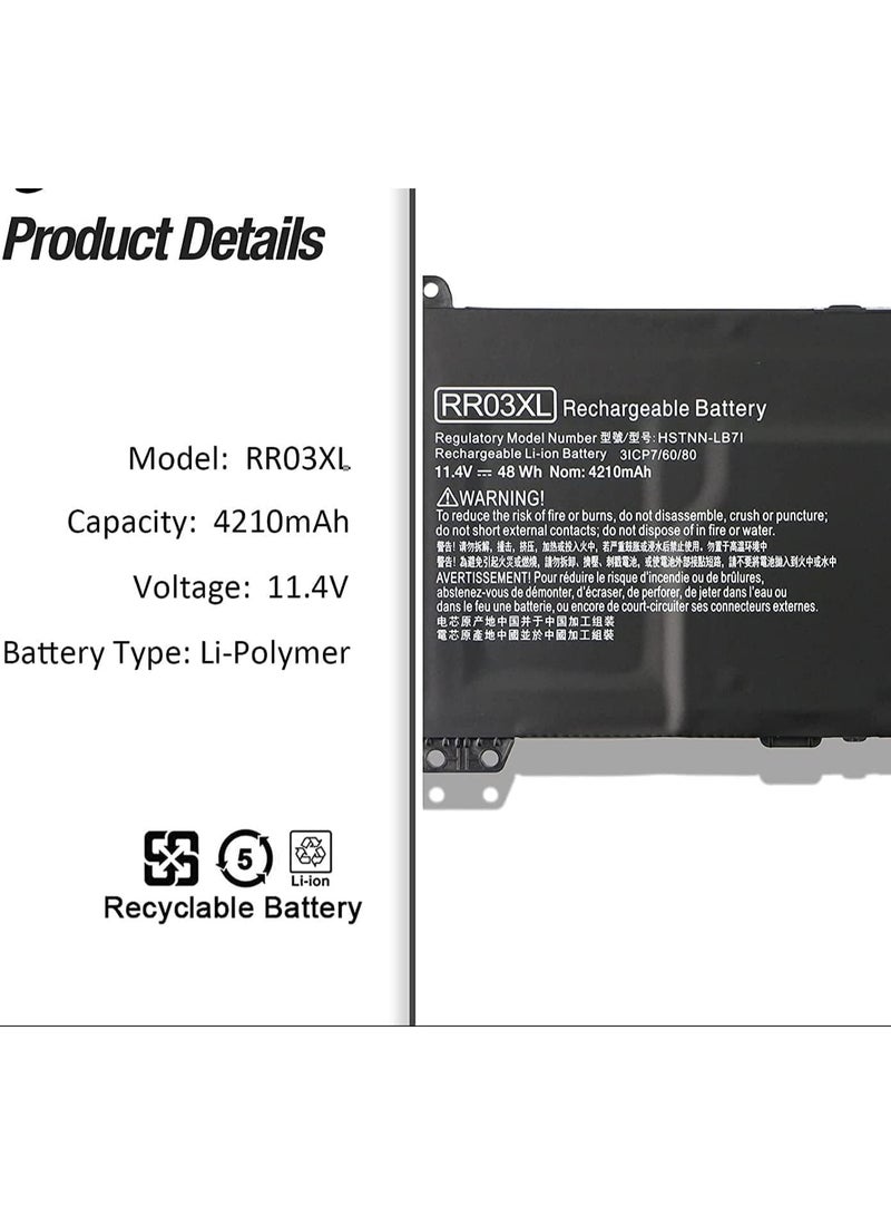 RR03XL Laptop Battery for HP ProBook 430 440 450 455 470 G4 G5 Mobile Thin Client MT20 MT21 Series HSTNN-PB6W HSTNN-LB7I HSTNN-LB71 HSTNN-UB7C HSTNN-I74C 851477-421 851477-541 851477-831 - Image 3