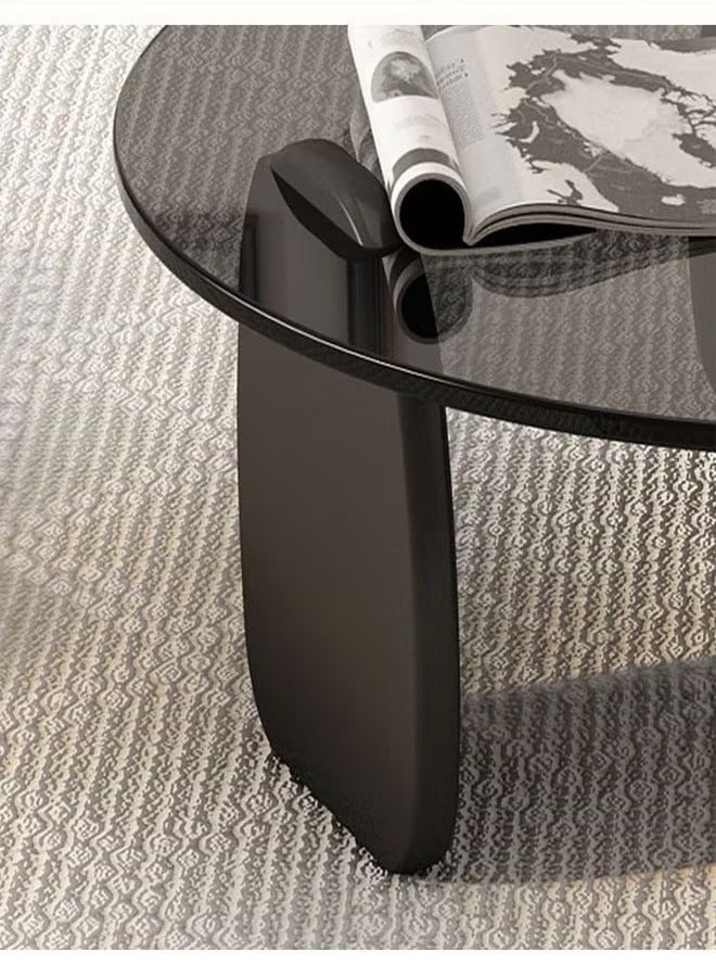 والالا طاولة قهوة لغرفة المعيشة على الطراز الاسكندنافي، طاولات قهوة زجاجية لغرفة المعيشة، زجاج مقسّى، حواف ناعمة، إطار بسمك 3 سم، طاولات قهوة كبيرة 80 سم وصغيرة 50 سم، زجاج رمادي - Image 2