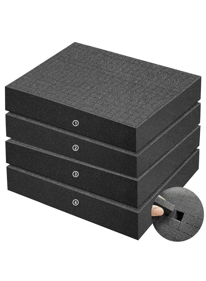 عبوة من 4 قطع من إسفنج التعبئة - 16 × 12 × 2 بوصة للحرف اليدوية، إسفنج ذو خلايا مغلقة لتنظيم التخزين والحشو - Image 1