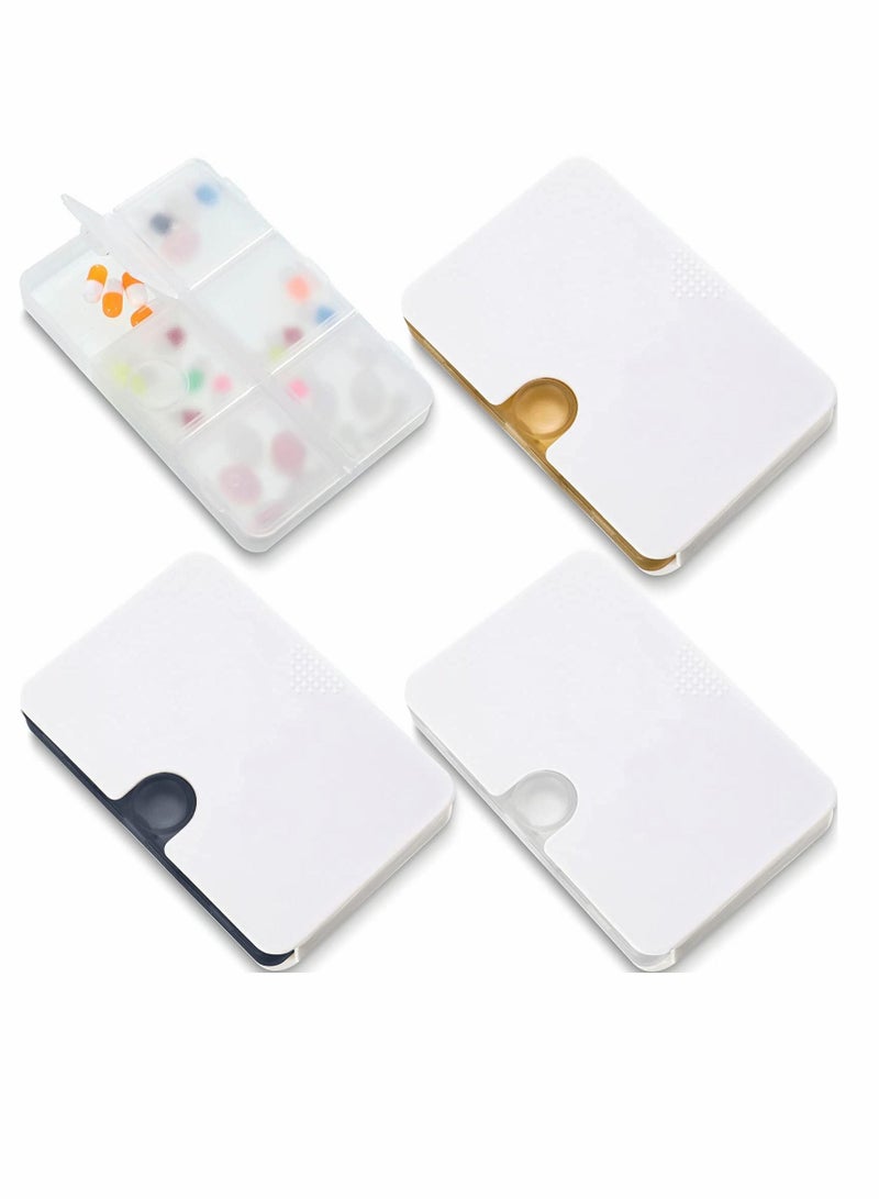 XiuWoo Pill Organizer,Portable Small Weekly Travel Organizer Portable Pocket Box Dispenser for Purse Vitamin Fish Oil Compartments Container Medicine (3 Pcs,6 Compartments) - Image 1