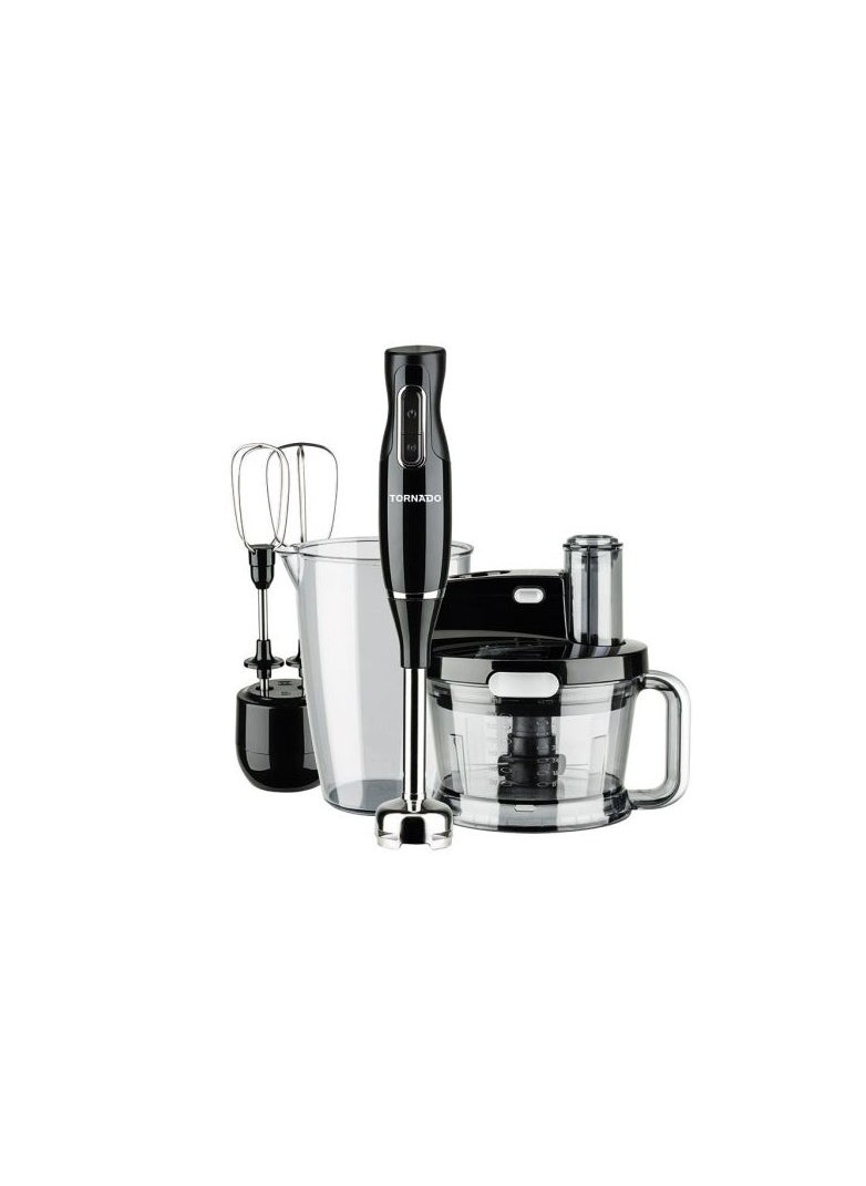 TORNADO Hand Blender 1000 Watt Food Processor Whisk Black THB-1000MKL 