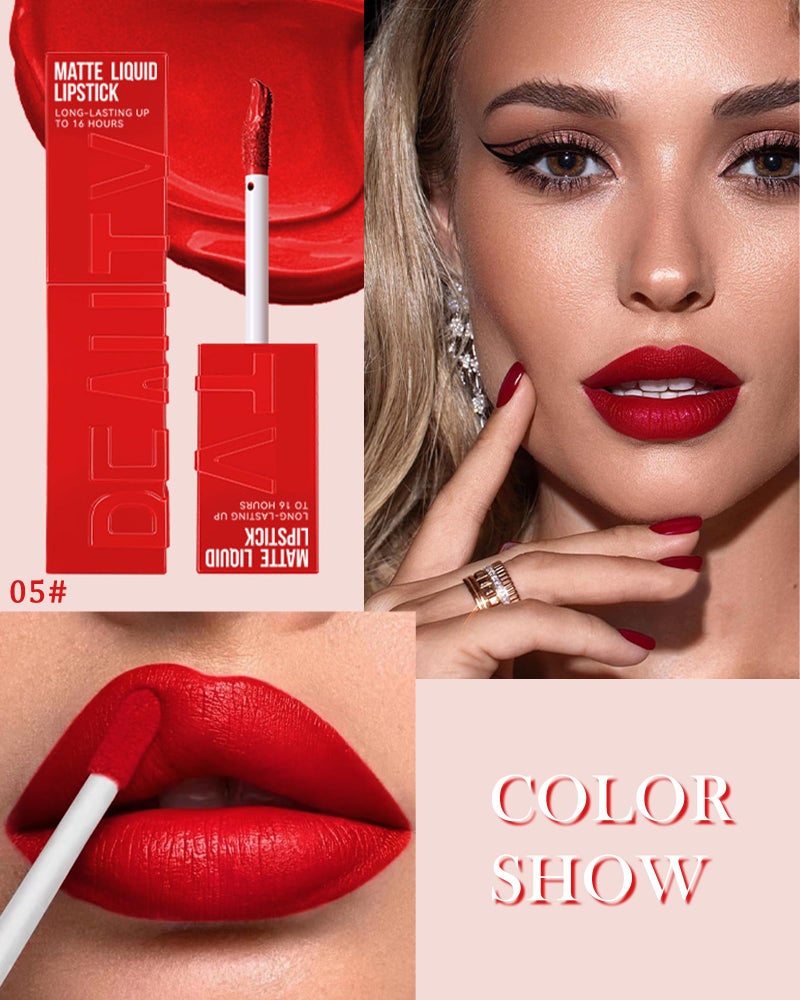 LYSdefeu Matte Liquid Lipstick for Women,1Pcs Highly Pigmented Color Lip Stain Tint,Super Velvet Matte Lip Gloss,Up to 16H Wear Lipstain,Long Lasting Waterproof Lipgloss,Non-Stick Cup Lip Makeup-05# Ruby Red - Image 2