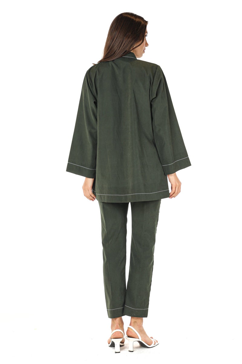Moistreet Pocket Detailed Crepe Top & Pants Set - Image 3
