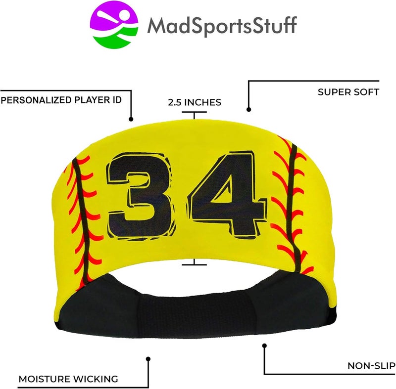 MadSportsStuff Softball Headband for Girls with Jersey Number (Numbers 00-39) - Image 4