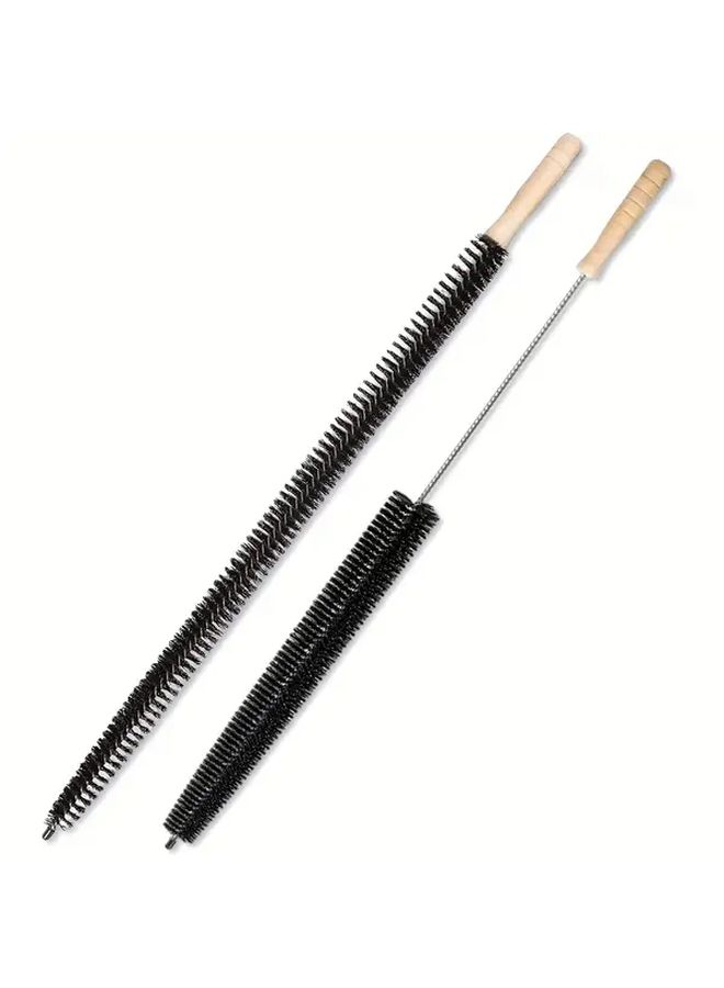 Radiator Cleaning Brush Set 2pcs Wooden Handle Flexible Thin Long - Image 1
