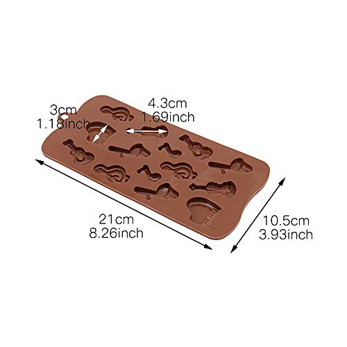 HiParty 2Pcs Musical Instrument Silicone Chocolate Mold Music Note Bass Guitar Piano Saxophone Shape Candy Mini Soap Crayon Melt Mould Ice Cube Trays - Image 3