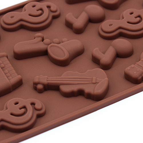 HiParty 2Pcs Musical Instrument Silicone Chocolate Mold Music Note Bass Guitar Piano Saxophone Shape Candy Mini Soap Crayon Melt Mould Ice Cube Trays - Image 5