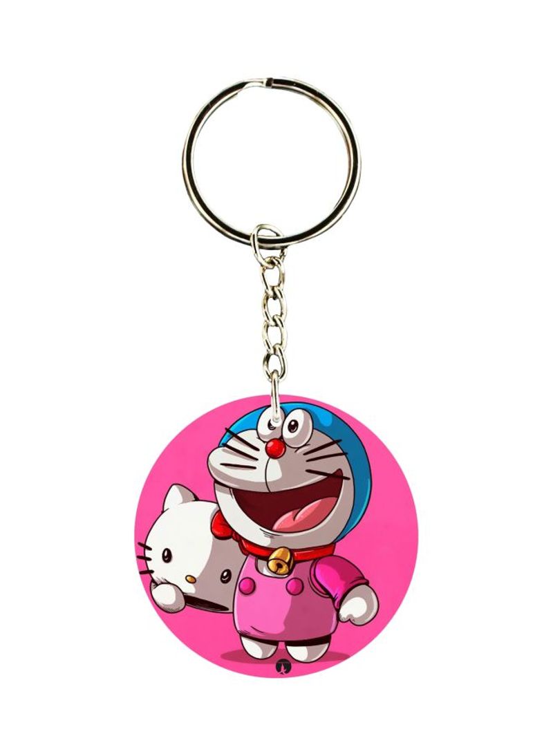 RKN Doraemon In A Hello Kitty Costume Printed Double Sided Keychain