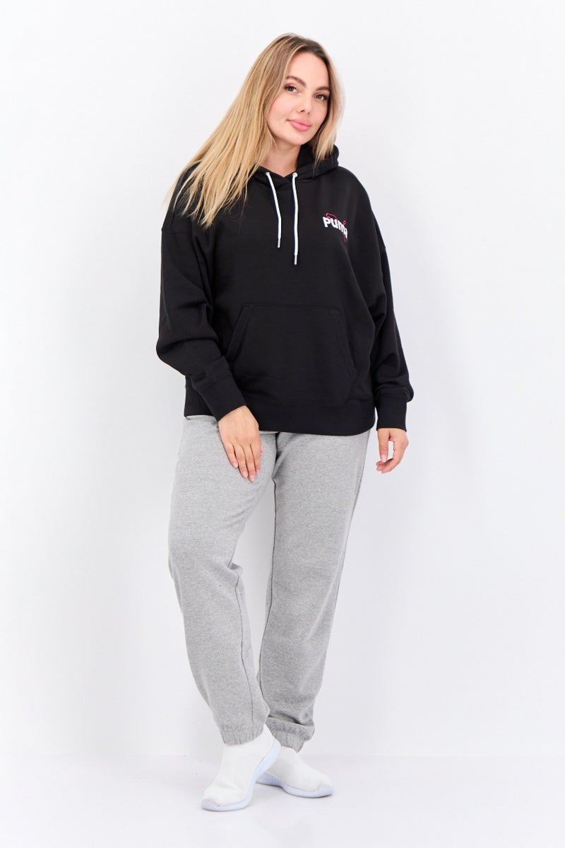 PUMA سويت شيرت رياضي نسائي بغطاء رأس بأكمام طويلة، أسود - Image 4